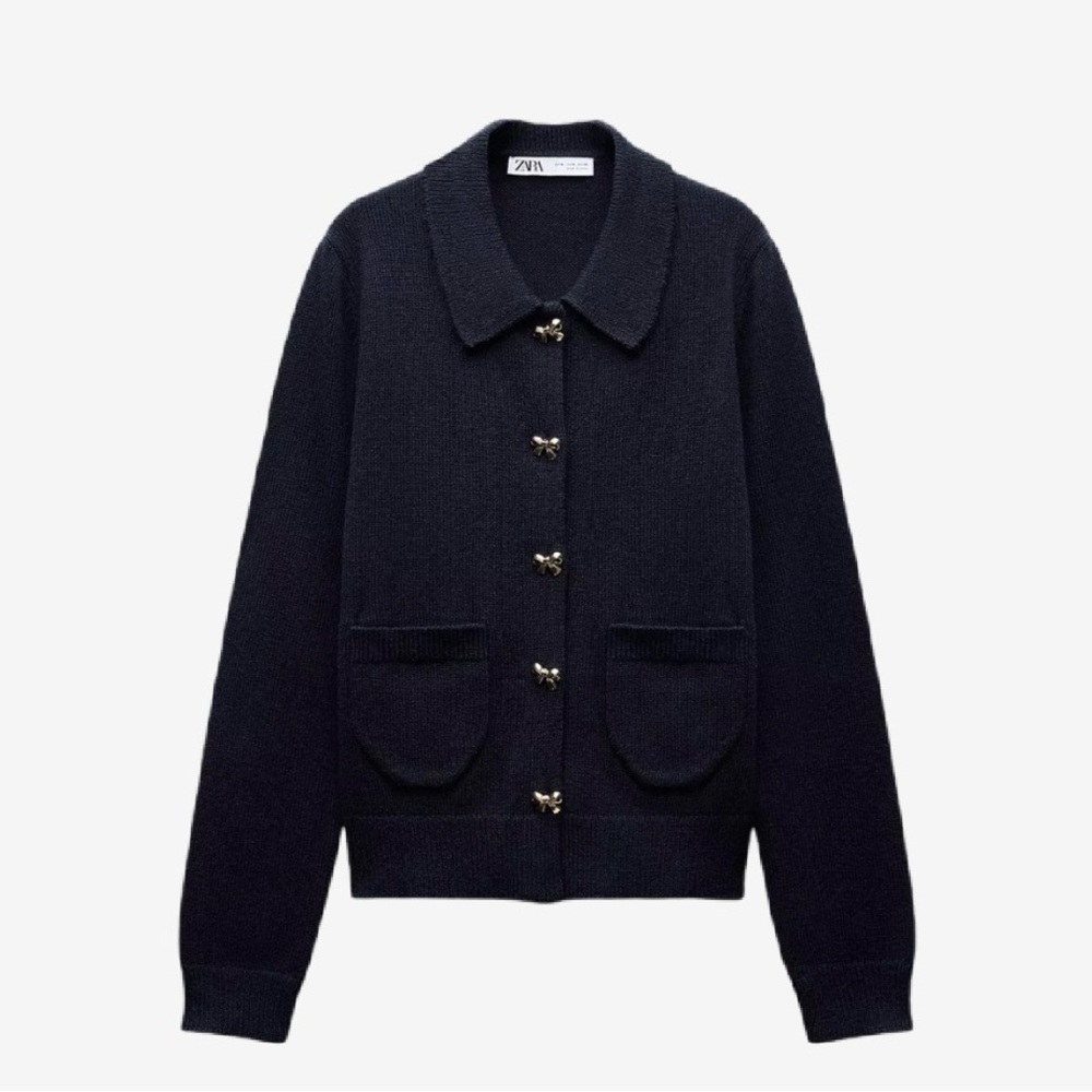 Zara Women's Blue Bow Sweater